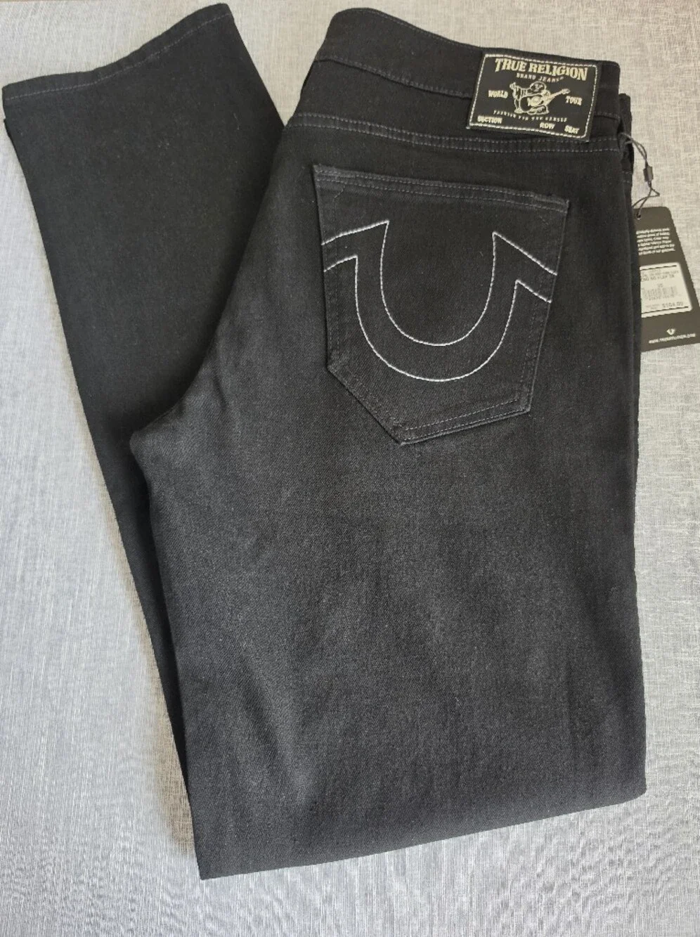 New Men's True Religion Relaxed Slim Geno No Flap Black Jeans Size 36